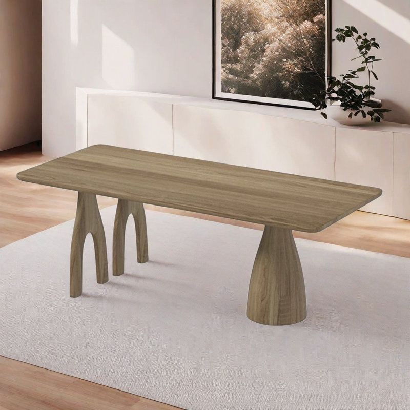 Table de salle à manger japonaise en bois massif, H 29,5 po x L 86,6 po x l 35,4 po