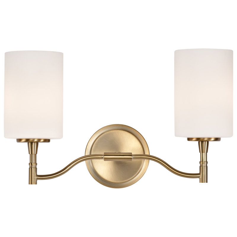 Coiffeuse Lawrie - verre opale Lawrie, Bronze brillant, Deux lumières, H 9,63 po x l 16 po x P 6,5 po