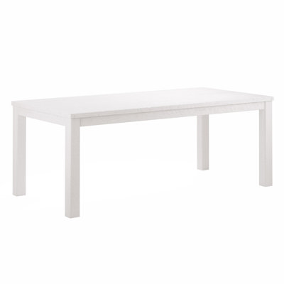 Table de salle à manger de 63 pouces en bois massif, blanc, petite table fonctionnelle pour déjeuner et dîner pour 6 personnes