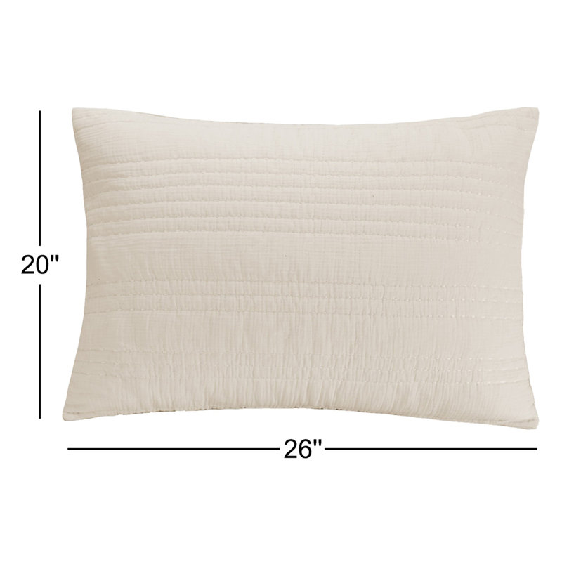 Kennison Double Gauze Cotton Standard Pillow Sham Pair, Ivory