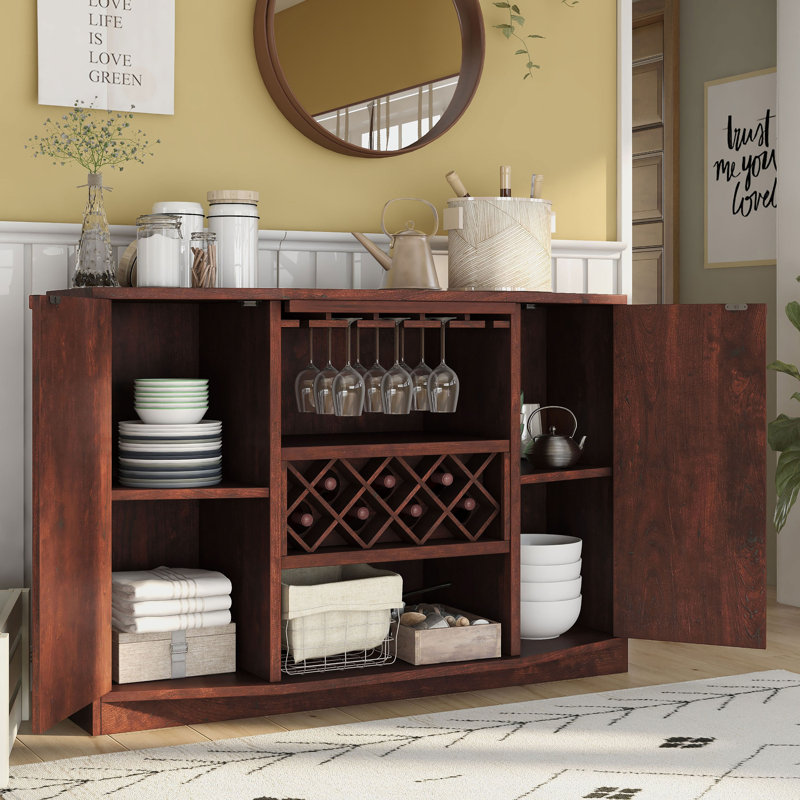 Bar avec rangement pour le vin Lipman, Noyer rétro