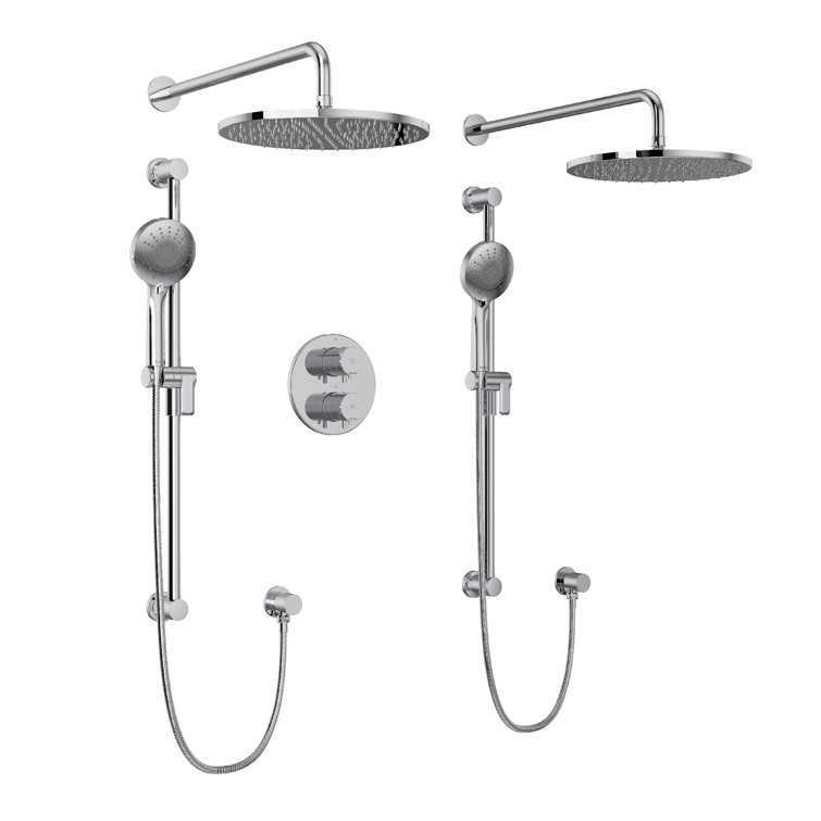 Riu 0.75" Thermostatic And Pressure Balance 6 Function System With Integrated Volume Controls Featuring Rain Showerheads And Multi-Function Handshowers