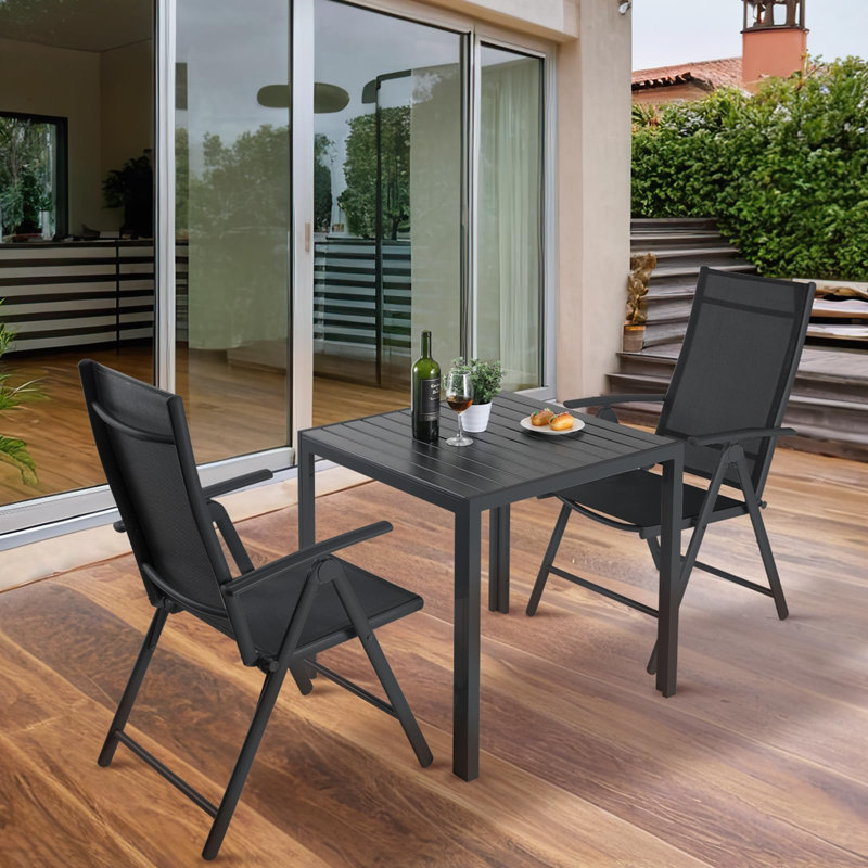 Square 75Cm L Outdoor Bistro Table, Black/Dark Grey