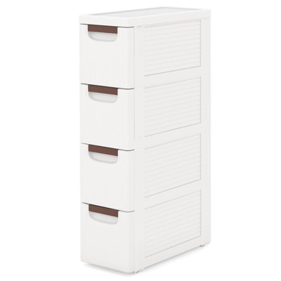Inbox Zero 1 Pcs 4-drawer Narrow Rolling Storage Cabinet With Pull Handles Built-in Wheels