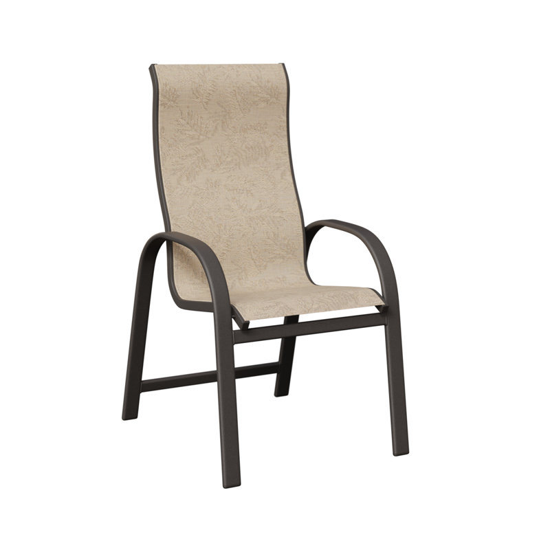Chaise de salle à manger en aluminium Amma Graphite, Feuillage tropical, Graphite moucheté
