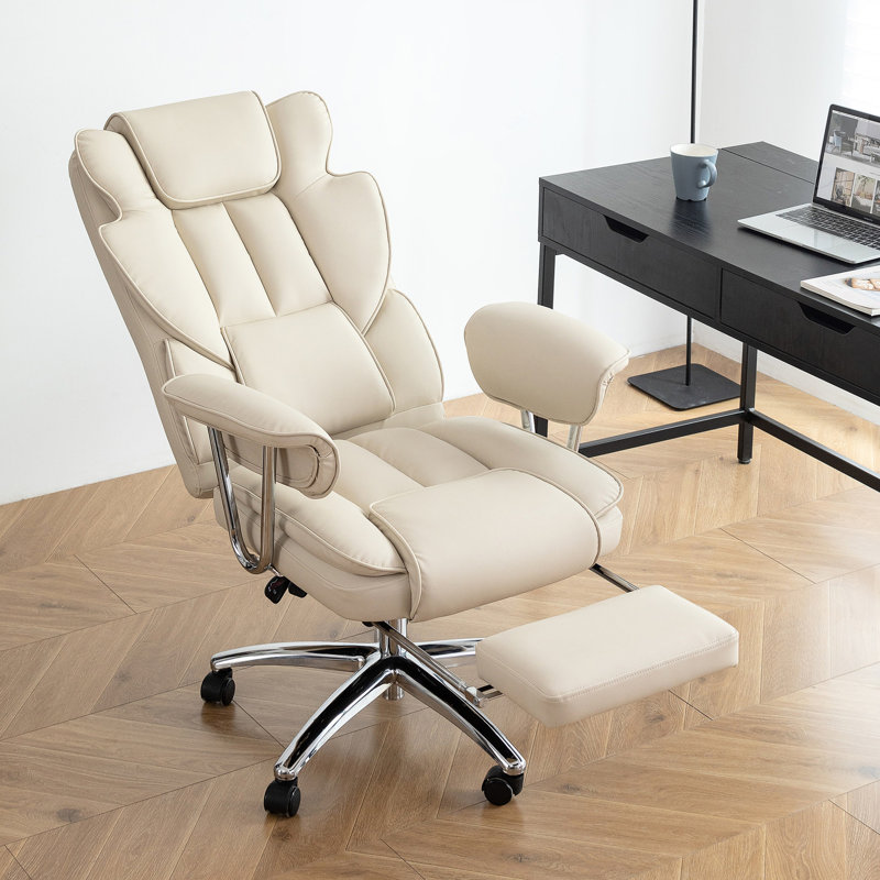 Fauteuil de bureau à haut dossier avec repose-pieds, grand et haut cuir inclinable ergonomique, capacité de 500 lb pour le cuir de l'espace de travail, repose-pieds