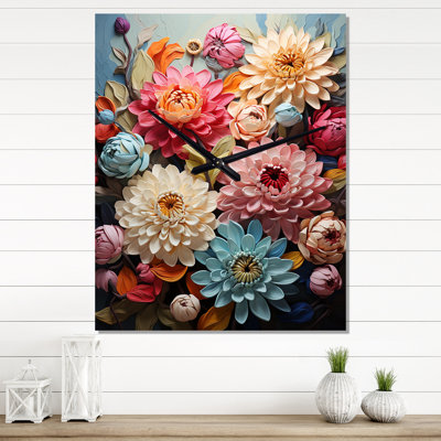 Eily - Zinnias Modern Wall Clock