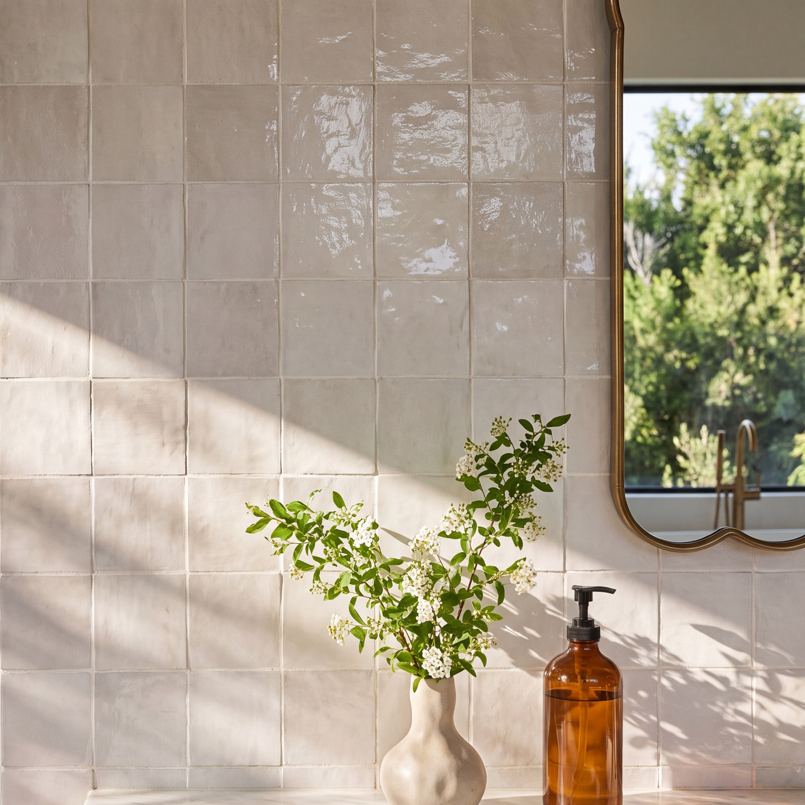 Greenwich 4" x 4" Glossy Tile, Bianco
