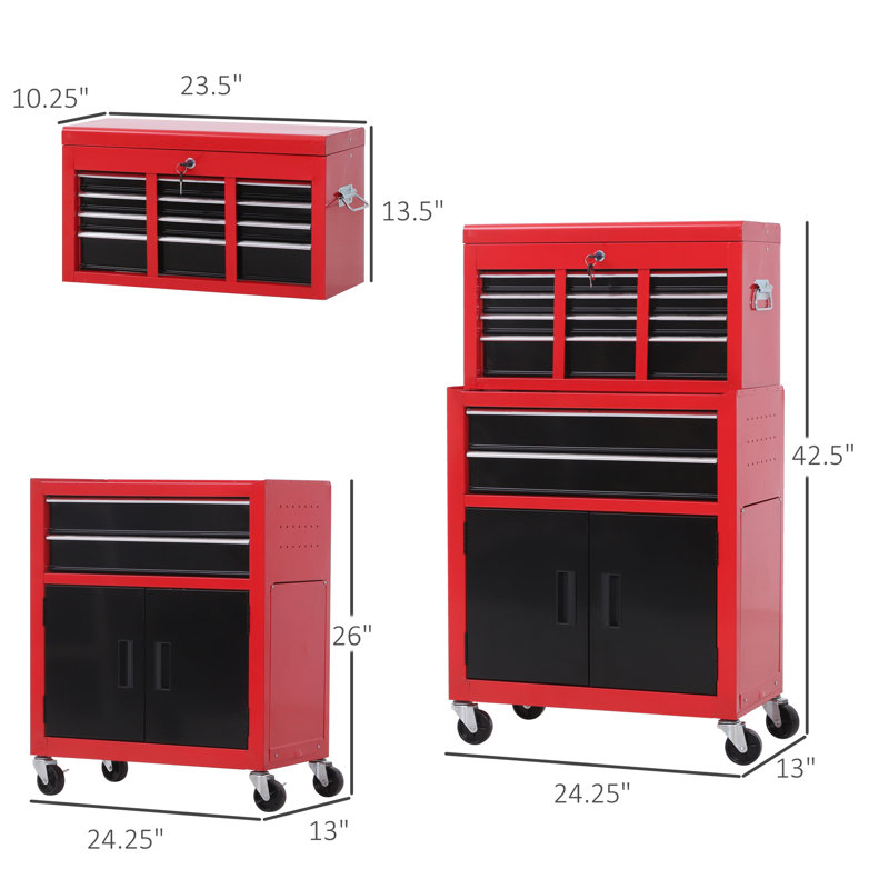 Dotan 24.25'' W 6 -Drawer Steel Bottom Rollaway Chest with Wheels