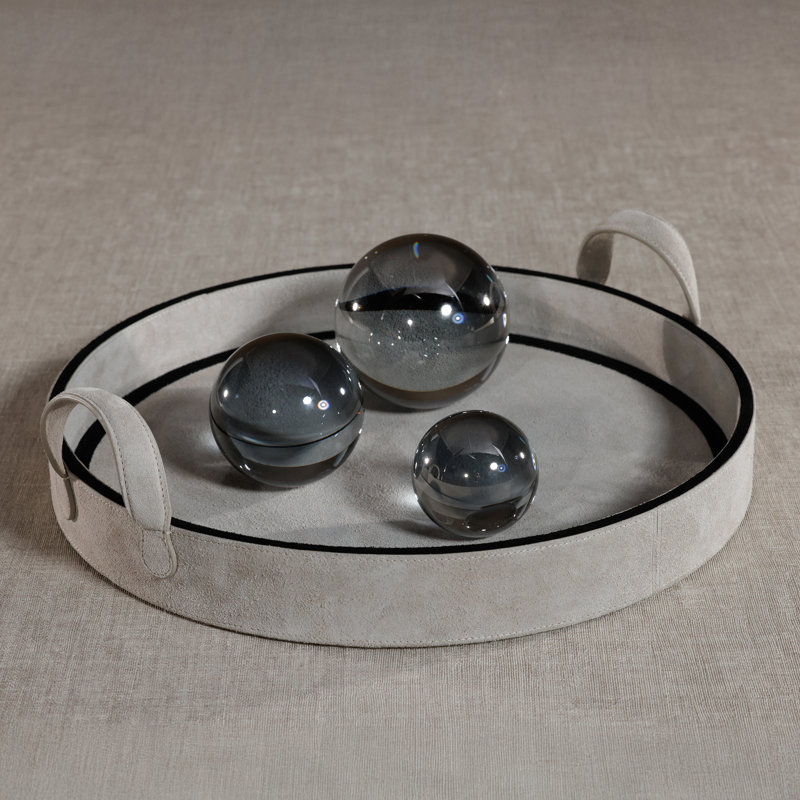 Decorative Crystal Glass Ball, 4.5- Inch Diameter, 4.25" H x 4.25" W x 4.25" D, Smoke, 1