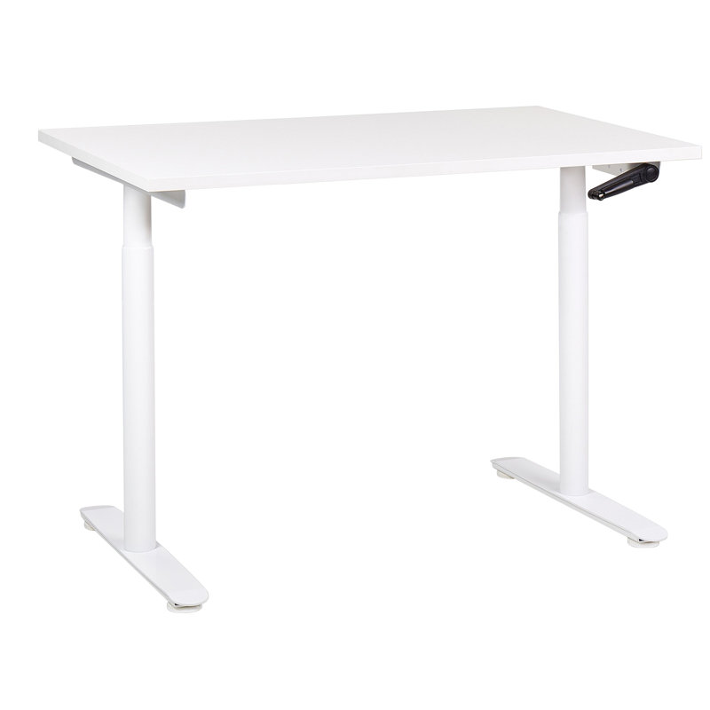 Amarianna Adjustable Metal Base Standing Desk, White, White, 119cm H x 120cm W x 72cm D