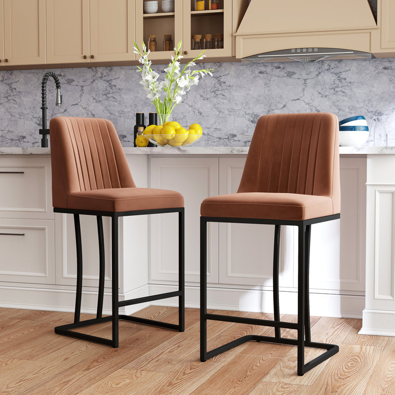 Tabouret de comptoir 24,8 po Irvona, Velours brun