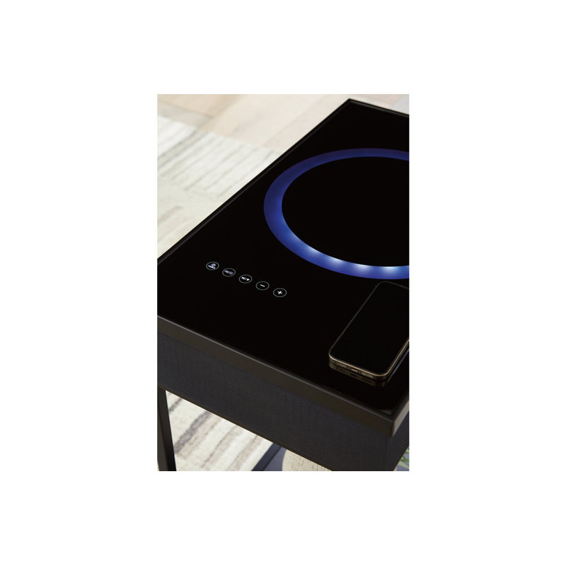 Black Metal and Glass Rectangular Accent Table with USB Charging