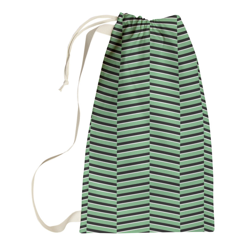Jaya Fabric Laundry Bag with Handles, 29" H x 18" W x 1.5" D, Green