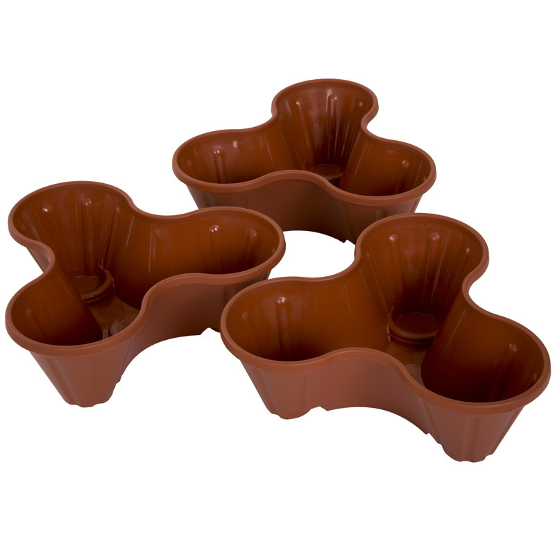 Pure Garden 3-Tier Stacking Planters, Brown, Brown