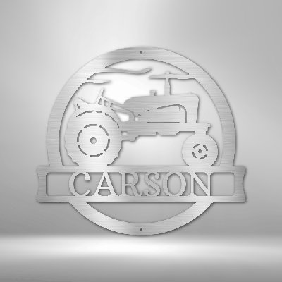 Personalized Old Tractor Monogram Steel Sign Steel Art Wall Metal Decor