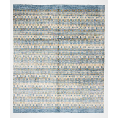 Tapis bleu/beige tissé à la main en ciel moderne rectangle Cabral