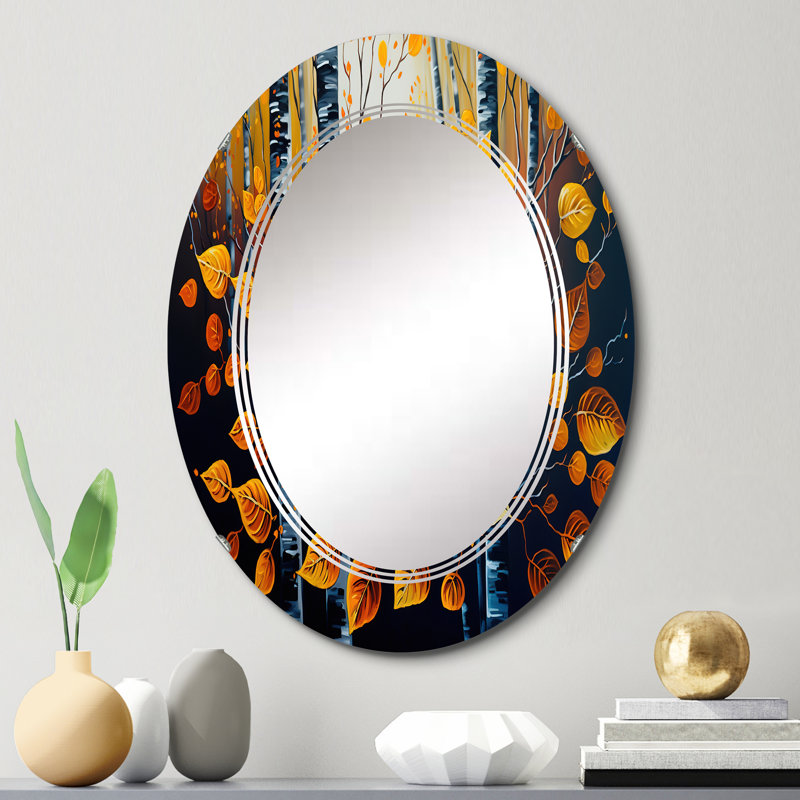 Ortloff Into A Golden Birch Forest IV - Landscape Forest Wall Mirror, 30" x 20"