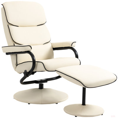 Recliner Chair With Ottoman, PU Leather Swivel High Back Armchair W/ Footrest, 135° Adjustable Backrest And Thick Foam Padding -  Red Barrel Studio®, 020603D46D714710B97045E7200A87F1