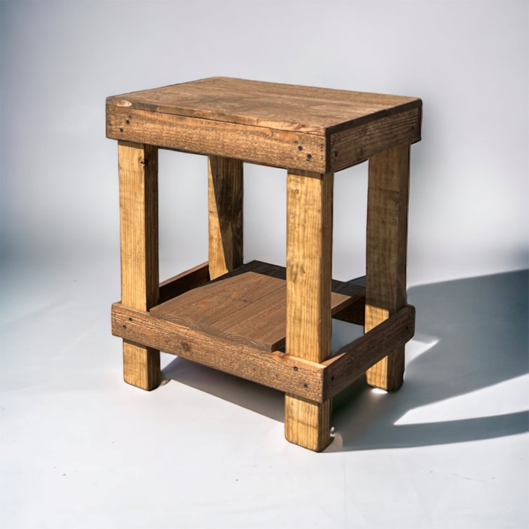 Solid Wood End Table with Storage 