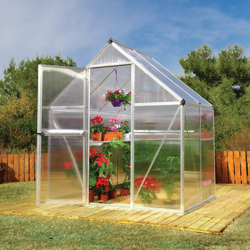 Mythos 6 Ft W x 4 Ft D Greenhouse, Silver, 208cm H x 185cm W x 126cm D