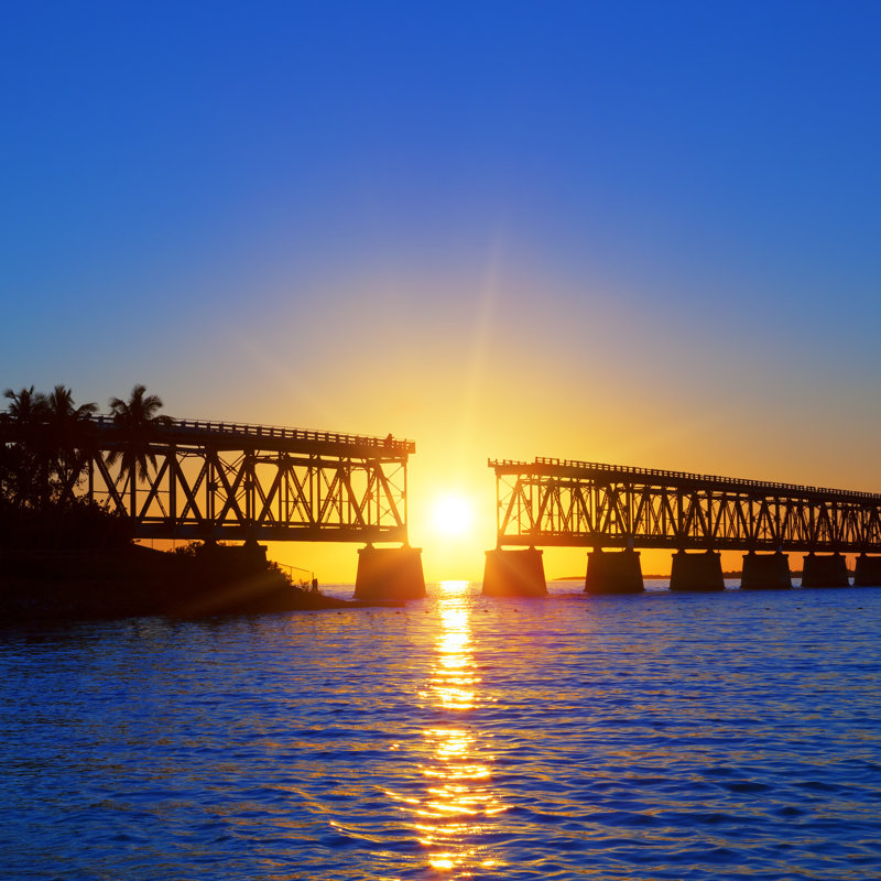 Sunset bridge 1 Piece Wrapped Canvas Wall Art, 91cm H x 91cm W