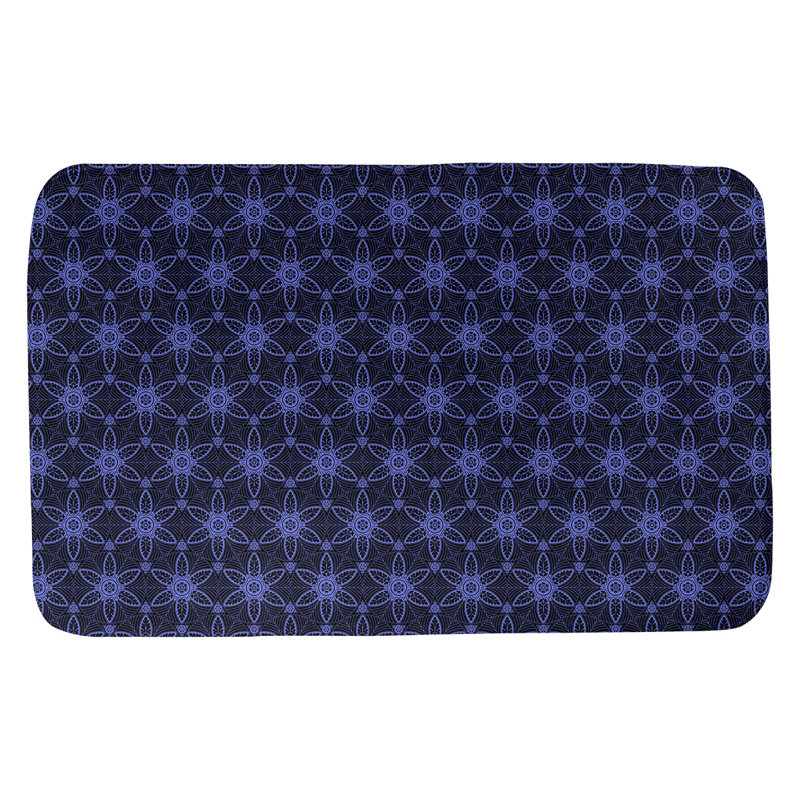 Tapis de bain cercles ornés Mcguigan, l 17 po x L 24 po, Noir / Bleu