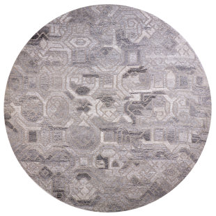 Amirah Geometric Handmade Tufted Wool/Viscose Area Rug in Vapor Gray