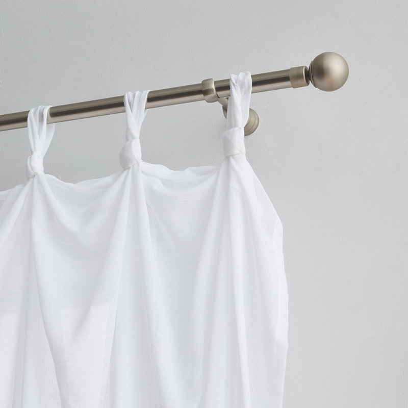 White Sheer Polyester Tab Top Window Curtain Panel, 87" Length