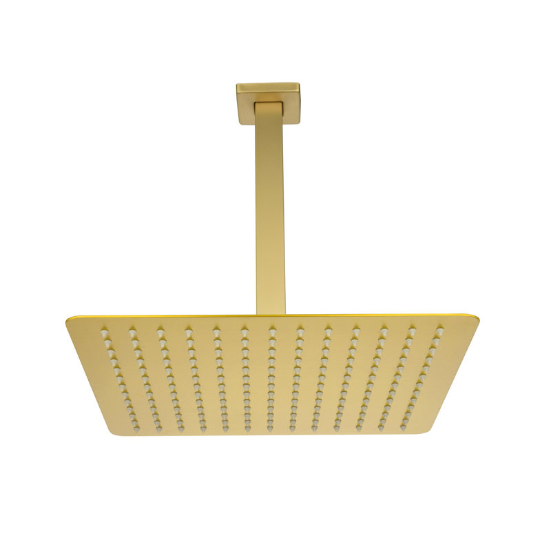 High Bathroom Showering Head - Brushed Gold, Stainless Steel, Water Saving, Self-Cleaning Nozzle, Universal Arm Fit Steel Shower , Use