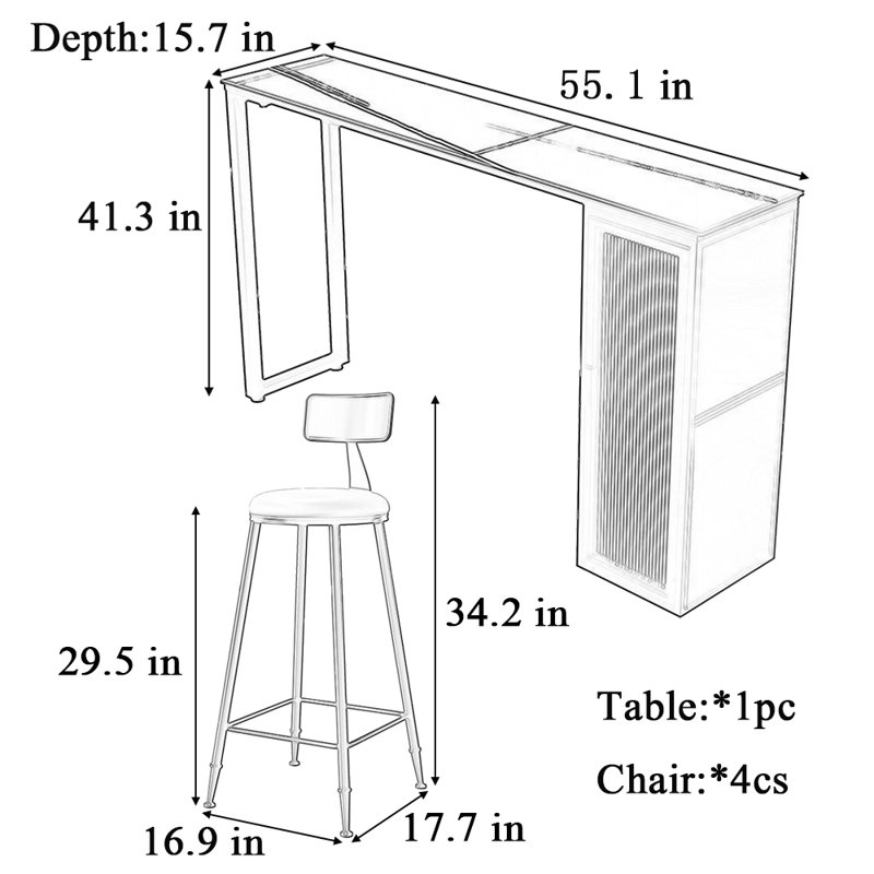 Siclen, H 41,3 po x L 55,1 po x l 15,7 po, White, Blanc / Doré