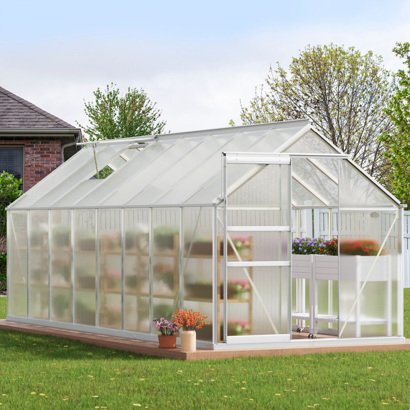6'W X 4/6/8/10/12'D Heavy-duty Walk-in Hobby Greenhouse, 76.8" H x 74.4" W x 194.4" D