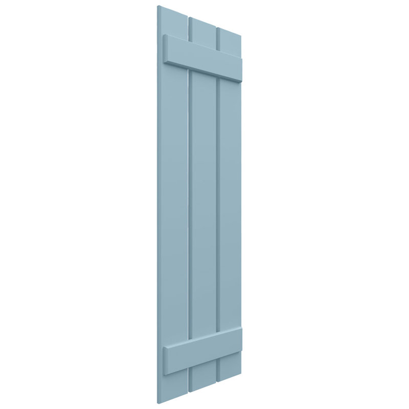 Volet à panneau et lattes à trois planches l 17 1/8 po x H 35 po EnduraCore, bleu pacifique (par paire - quincaillerie non incluse)