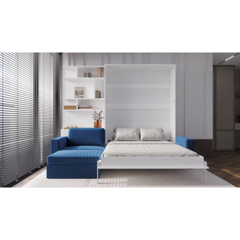 Neidelin Upholstered Bed, White/Navy