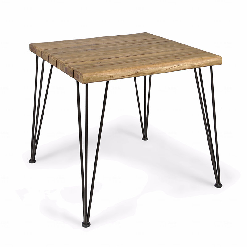 Table de patio industrielle en bois et métal