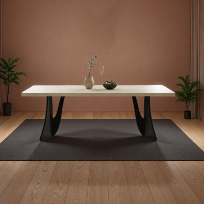 Wabi-Sabi Style Solid Wood & Slate Dining Table