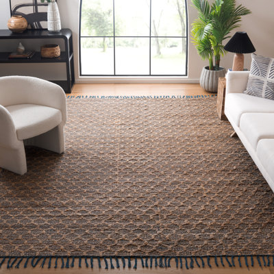 Lanston Geometric Handwoven Cotton Navy/Tan Area Rug