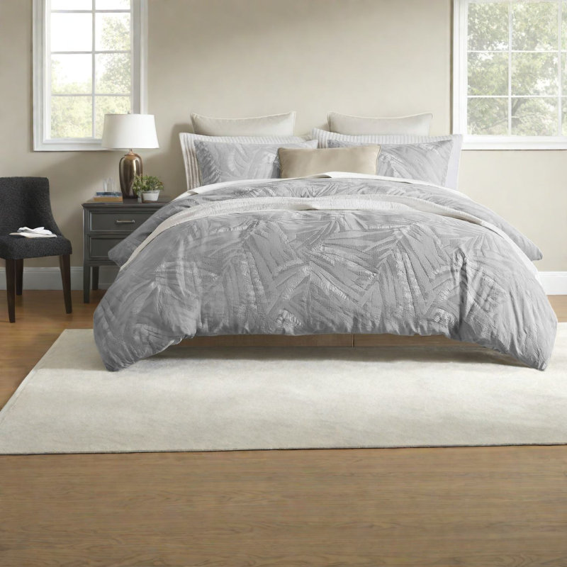 Ensembles de literie en coton de qualité supérieure, grand confort moderne gris clair
