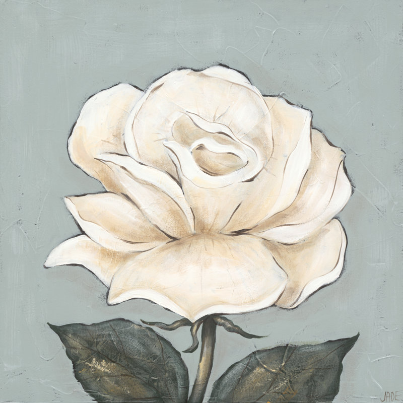 One Tan Rose by Jade Reynolds - Wrapped Canvas Painting, 30cm H x 30cm W