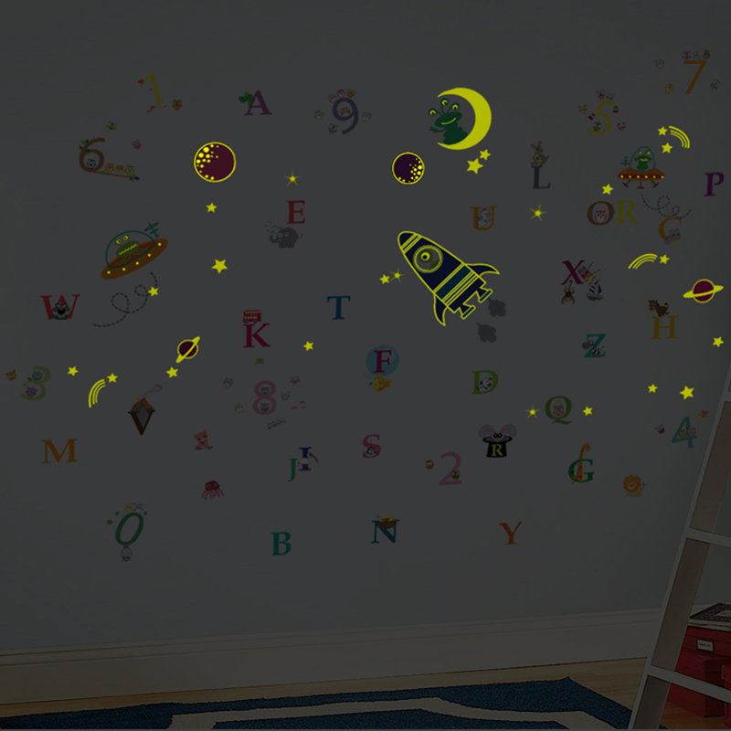 Décalcomanie murale galaxie avec numérotation et alphabets