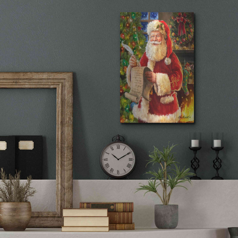 «Checking His List» par Ali Corti, H 16 po x l 12 po