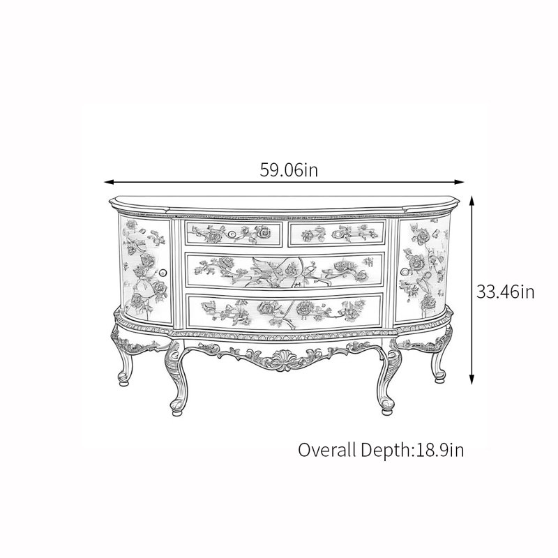 Buffet demi-rond sculpté de style européen