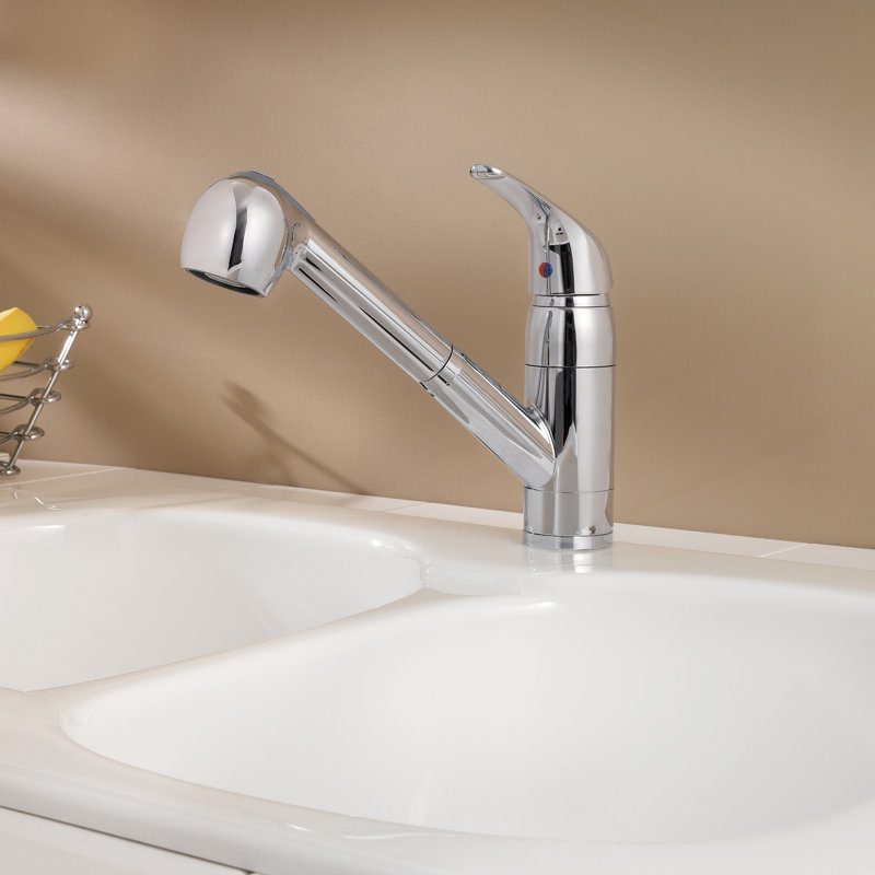 Robinet de cuisine à poignée simple avec accessoires Pfirst Series, Chrome