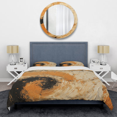 Radiant Revolve Modern Orange Spiral  Abstract Spirals Duvet Cover Set