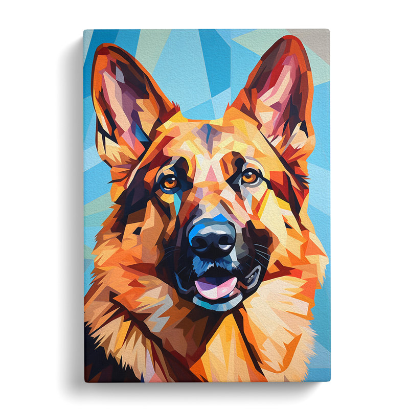 German Shepherd Cubism - Wrapped Canvas, 50cm H x 35cm W x 3cm D