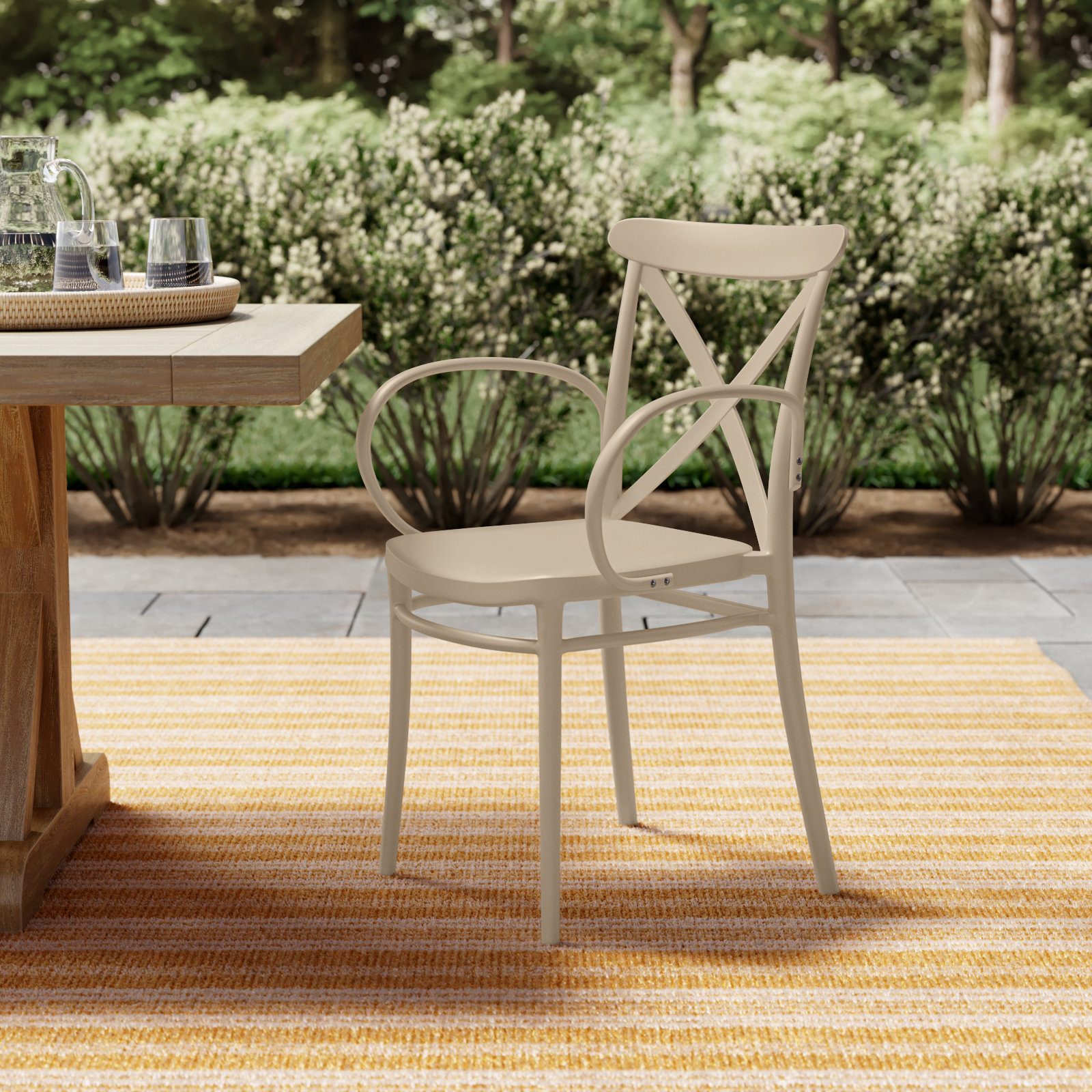 Kenne Anco Stacking Patio Dining Armchair, Taupe