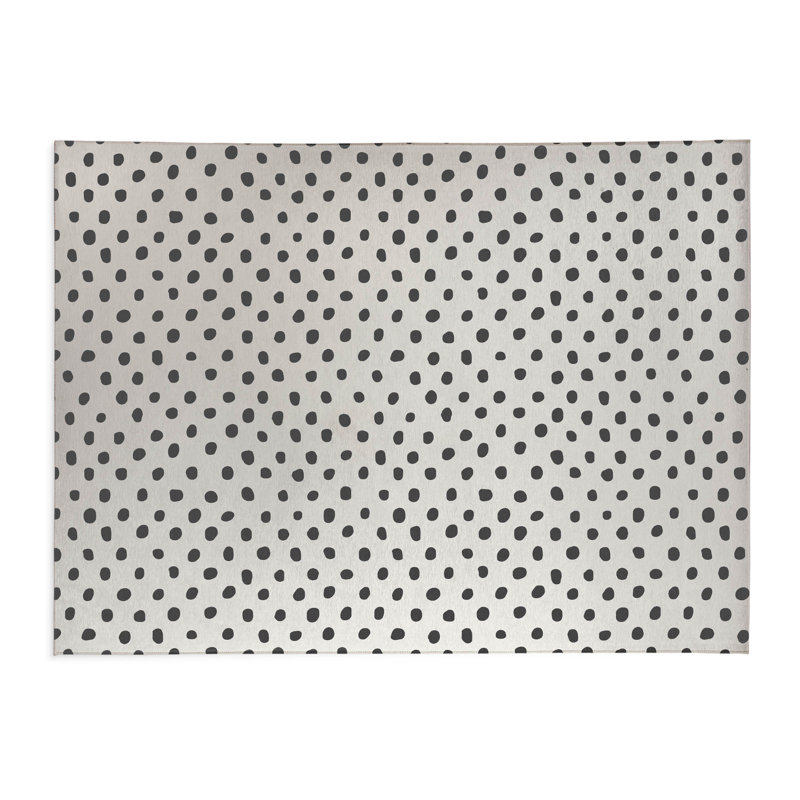 Dot Lyfe Lightweight Non-Slip Kitchen Mat, Rectangle 4' x 6', Ivory/Charcoal