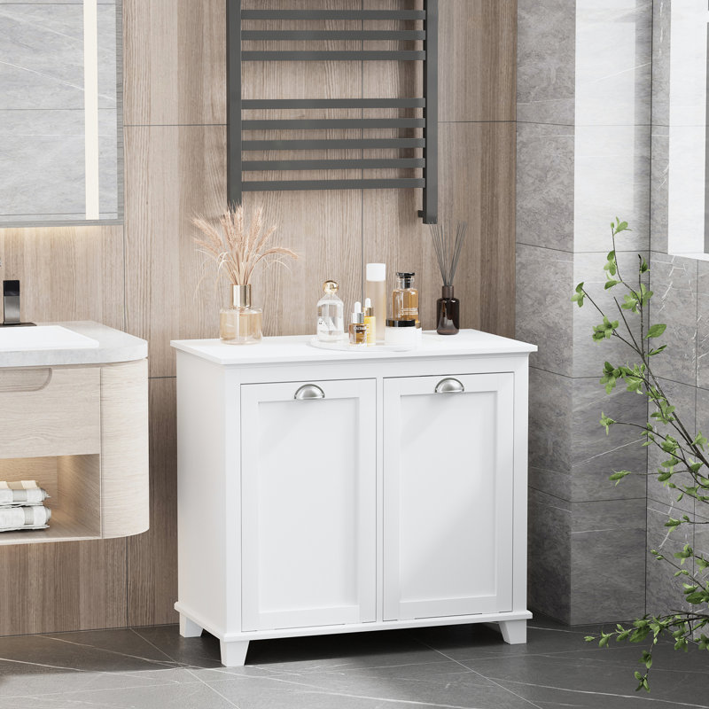 White Bathroom Storage - Tilt-Out Laundry Sorter Cabinet Abundant Room For Towels & Accessories , - Lining Toppling 30"W 15.8"D 27.5"H Cabinet, Spacious Construction, 30" W X 15.8" D 27.5" H