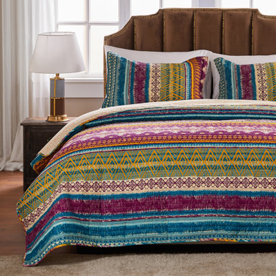 Greenland Home Fashions Southwest Siesta 3-Piece King Size Quilt Set 105x95 + 20x36 (2)