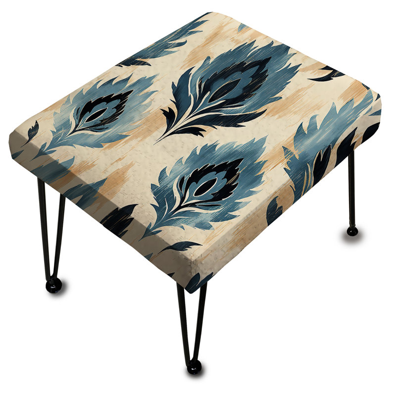 Artisan bleu et beige Ikat Heritage - Repose-pieds rectangulaire Ikat